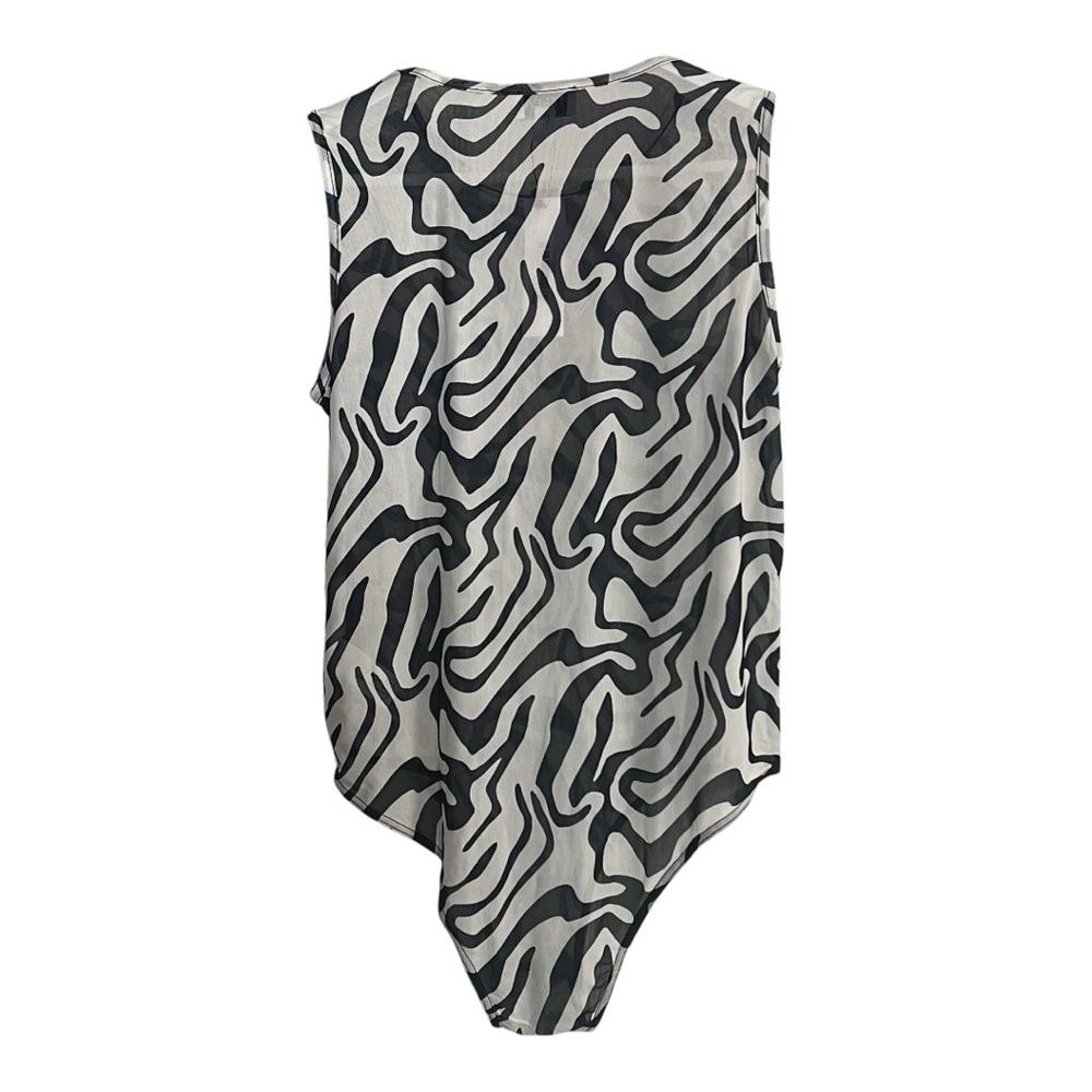 Terea Black & White Zebra Print Sleeveless Mesh Bodysuit Size XL New with Tag - Picture 5 of 8